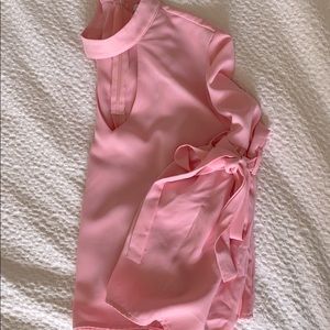 Pink Blouse with Key Neck, and sleeve details